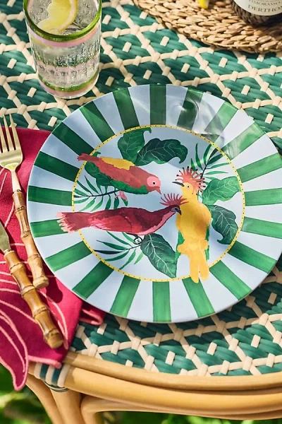 Farm Rio X Anthropologie Melamine Dinner Plates, Set Of 4 In Green