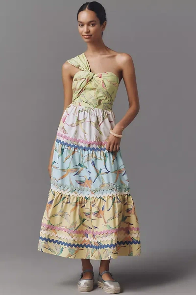 Farm Rio X Anthropologie One-shoulder Tiered Midi Dress