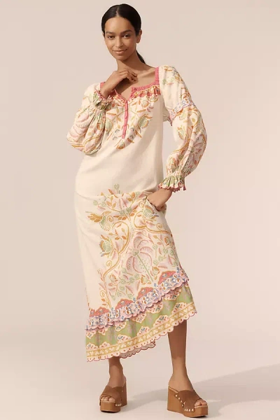 Farm Rio X Anthropologie Printed Linen Blend Dress In Pink