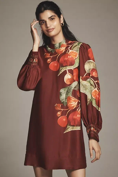 Farm Rio X Anthropologie Printed Mini Dress In Brown