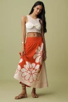 Farm Rio X Anthropologie Printed Poplin Midi Skirt In Orange