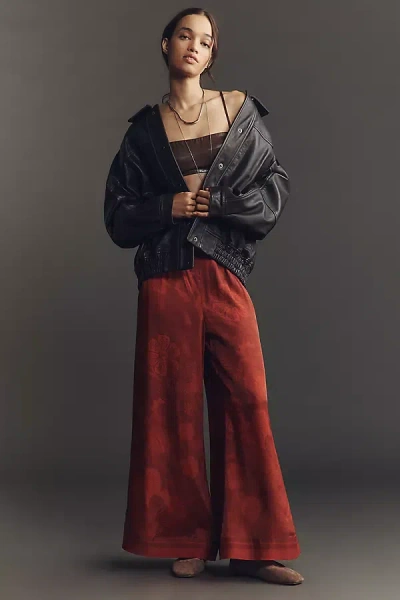 Farm Rio X Anthropologie Printed Wide-leg Pants In Red