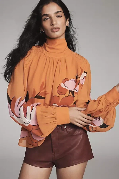 Farm Rio X Anthropologie Puff-sleeve Blouse In Multi