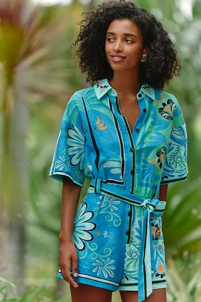 Farm Rio X Anthropologie Romper In Purple