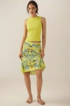 Farm Rio X Anthropologie Sateen Knee-length Slip Skirt In Grey
