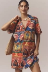 Farm Rio X Anthropologie Scalloped Shirt Dress In Multi