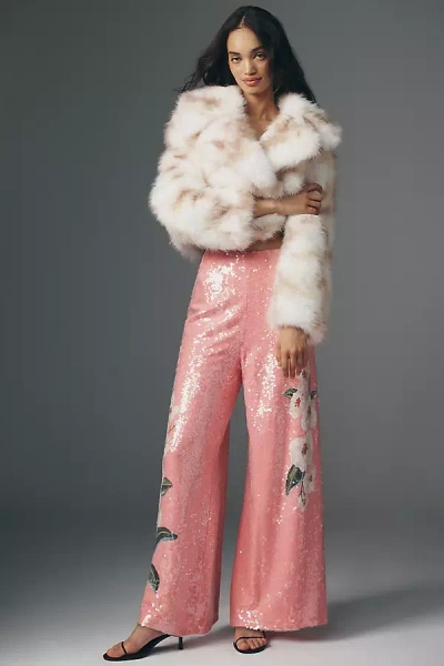Farm Rio X Anthropologie Sequin Wide Leg Pants In Pink