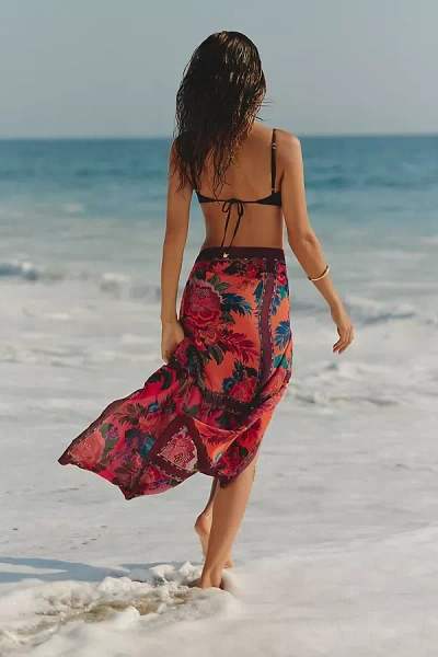 Farm Rio X Anthropologie Silky Scarf Sarong In Multi