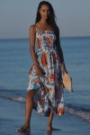 FARM RIO X ANTHROPOLOGIE SLEEVELESS SMOCKED PRINTED MAXI DRESS