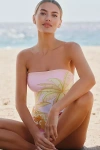 Farm Rio X Anthropologie Strapless One-piece Swimsuit In Multicolor