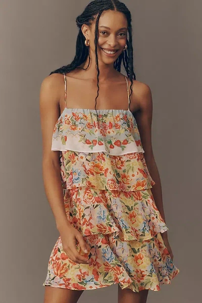 Farm Rio X Anthropologie Tiered Ruffle Mini Dress In Multi