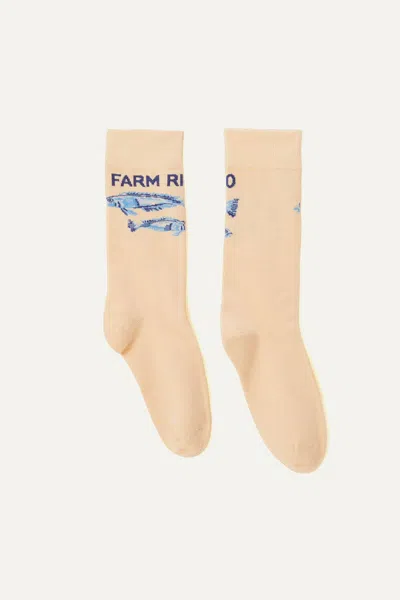 Farm Rio Yellow  Knit Socks In Brown