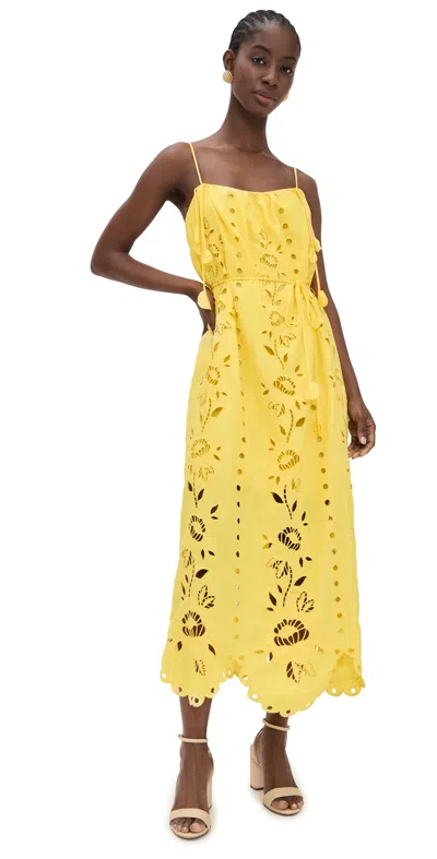 Farm Rio Yellow Richelieu Sleeveless Maxi Dress Yellow