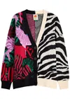 Farm Rio Zebra-intarsia Knitted Cardigan In Black And White