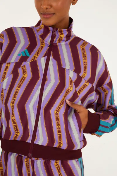 Farm Rio Zig Zag Stripes Lilac Adidas Tiro Jacket In Multi
