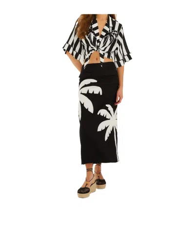 Farm Rio Zipper Skirt In Black