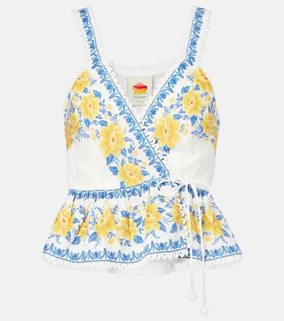 Farm Rio Zuli Floral Lace-trimmed Cotton Top In Multi