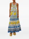 Farm Rio Zuli Floral-print Tiered Maxi Skirt In Multi