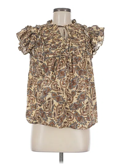 Pre-owned Farmers Market Short Sleeve Blouse In Brown