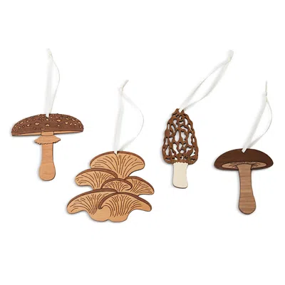 Farmhouse Pottery 4 Piece Forager Wooden Ornament Set In Multi