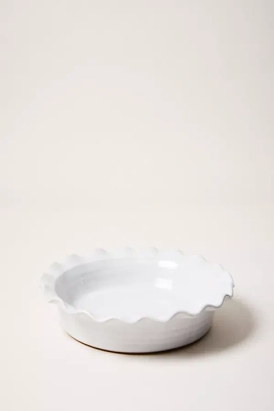 Farmhouse Pottery Laurel Glazed Stoneware Pie Dish In Open White