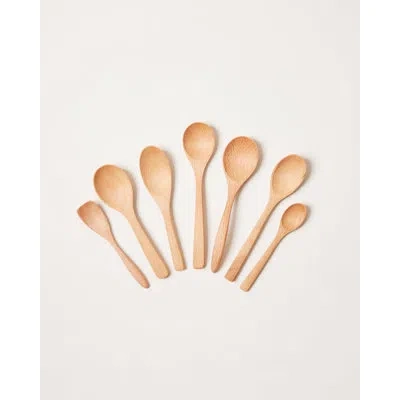 Farmhouse Pottery Essential Kitchen Little Spoon Set Of 7 - Beech In Light Brown