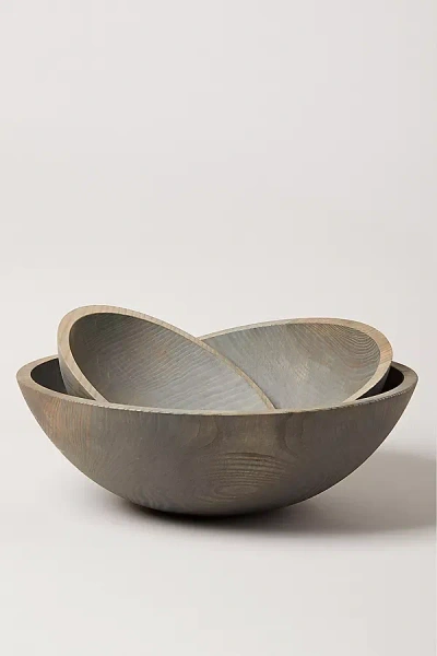 Farmhouse Pottery Grey Wooden Bowl In Gray