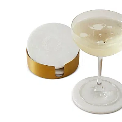 Farmhouse Pottery Marble Coaster Set In White