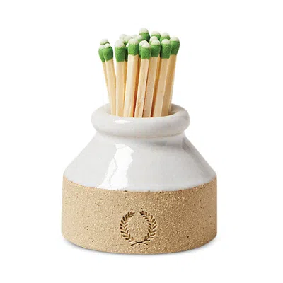 Farmhouse Pottery Milk Bottle Match Striker In Open White