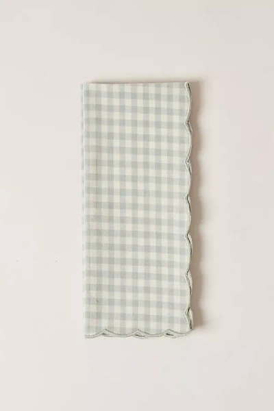Farmhouse Pottery Petite Gingham Scalloped Napkins In Green