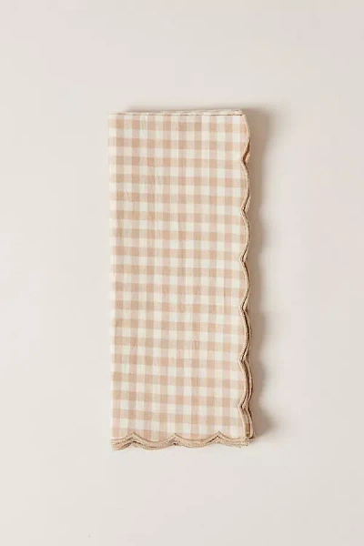 Farmhouse Pottery Petite Gingham Scalloped Napkins In Brown