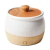 Farmhouse Pottery Pickle Pot With Lid In Open White