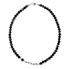 Farra Black Obsidian With Silver Chain Men's Necklace
