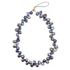 Farra Black Petal Shaped Purple Freshwater Pearls Phone Strap