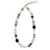 Farra Black Rutilated Quartz With Lava Stone And Pearls Phone Strap