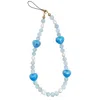 Farra Blue Aquamarine And Freshwater Pearls With Hearts Phone Strap
