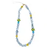 Farra Blue Irregular Aquamarine With Yellow Mushroom Phone Strap