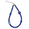 Farra Blue Natural Lapis Lazuli With Raspberry And Hearts Phone Strap