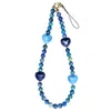 Farra Blue Opal Gemstone With Blue Ceramic Hearts Phone Strap