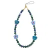 Farra Blue Phoenix Lapis Gemstone With Flowers Phone Semiprecious Stone Strap