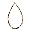 Farra Brown Heart Shaped Tiger-eye With Flower Shell Phone Strap