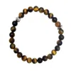 Farra Brown Tiger-eye Stone Flexible Men's Bracelet