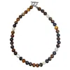 Farra Brown Tiger's Iron Stone With Freshwater Pearls Men's Necklace