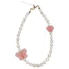 Farra Freshwater Pearls With Candy Style Pink Butterfly Phone Strap