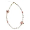 Farra Freshwater Pearls With Pink Flowers Lovely Phone Strap