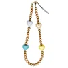 Farra Golden Color Freshwater Pearls With Colorful Ceramic Hearts Phone Strap