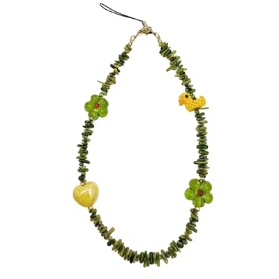 Farra Green Coral Bamboo Coral With Yellow Dark Playful Phone Strap