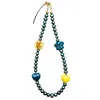 Farra Green Freshwater Pearls With Flowers And Ceramic Hearts Phone Strap