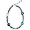 Farra Green Freshwater Pearls With Hearts Phone Strap
