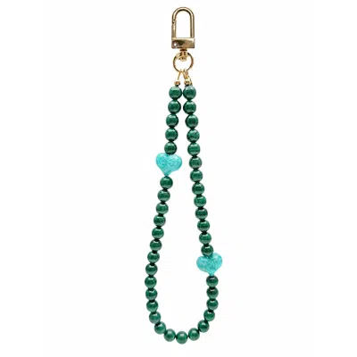 Farra Green Malachite With Amazonite Heart Phone Strap